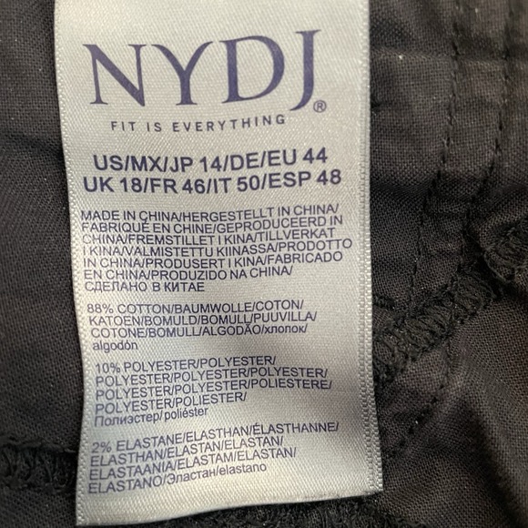 NYDJ Bailey Relaxed Jeans 14 Stretch Black Straight Leg Lift Tuck Ankle Jeans - Picture 11 of 16